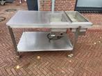 RVS horeca werktafel met bain-marie., Doe-het-zelf en Verbouw, Werkbanken, Ophalen, Gebruikt, 120 tot 170 cm