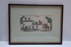 Vrolijke gravure Julius, juli hooimaand 18e eeuw paardrijden, Verzenden