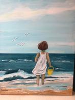 Schilderij. Meisje aan het strand., Ophalen of Verzenden