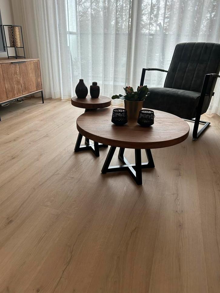 Ronde Eiken Salontafel Set - Beste Prijs/Kwaliteit, Huis en Inrichting, Tafels | Salontafels, Nieuw, Minder dan 50 cm, 50 tot 100 cm