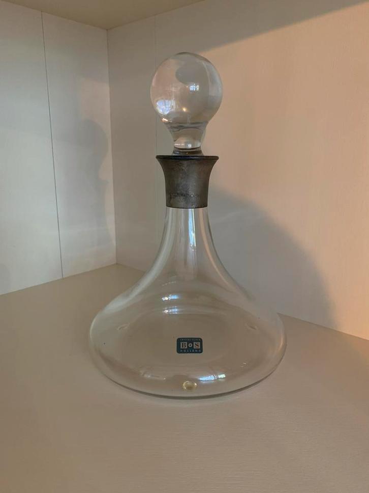 Kristallen karaf Bos met zilveren hals, Antiek en Kunst, Antiek | Glas en Kristal, Ophalen