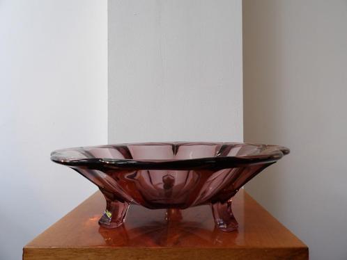 Art Deco Inwald grote Schaal op voetjes, paars, Antiek en Kunst, Antiek | Glas en Kristal, Ophalen of Verzenden