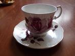 Kop en schotel rozen - Bone China, Gebruikt, Ophalen of Verzenden, Overige stijlen, Kop(pen) en/of Schotel(s)