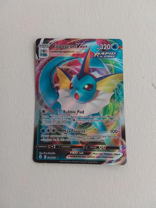 Vaporeon V max, Hobby en Vrije tijd, Verzamelkaartspellen | Pokémon, Zo goed als nieuw, Losse kaart, Ophalen of Verzenden