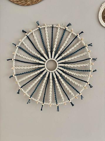 Blauw Crème Wandhanger rond - Handgemaakt beschikbaar voor biedingen