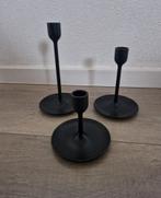 Zwarte kandelaar set 3 stuks metaal kaarsen ikea, Ophalen of Verzenden, Zo goed als nieuw, Metaal, Minder dan 25 cm