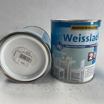 Weisslack Lak Verf Wit 2 in 1 Glanzend Waterbasis 750ml beschikbaar voor biedingen