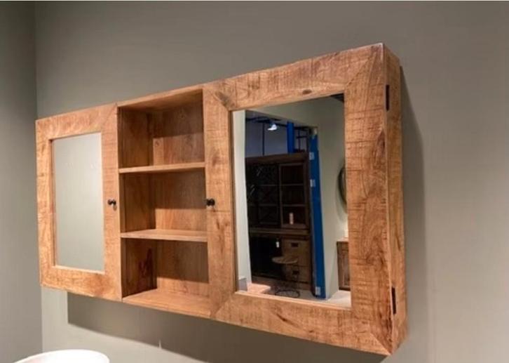 Badkamerspiegel Lily | 165 cm | Mangohout | Showroommodel, Huis en Inrichting, Badkamer | Badkamermeubels, Zo goed als nieuw, Overige typen