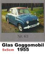 Vp63 verzamelplaatje glas goggomobil afmeting 5 cm x 5 cm, Ophalen of Verzenden, Zo goed als nieuw, Auto's