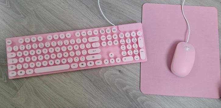 BEDRAAD Roze Toetsenbord 3 in 1 set, Computers en Software, Toetsenborden, Nieuw, Qwerty, Bedraad, Ergonomisch, Ophalen of Verzenden