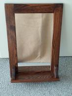 Massief eiken gangspiegel met planchet, Minder dan 50 cm, Ophalen of Verzenden, Zo goed als nieuw, Minder dan 100 cm