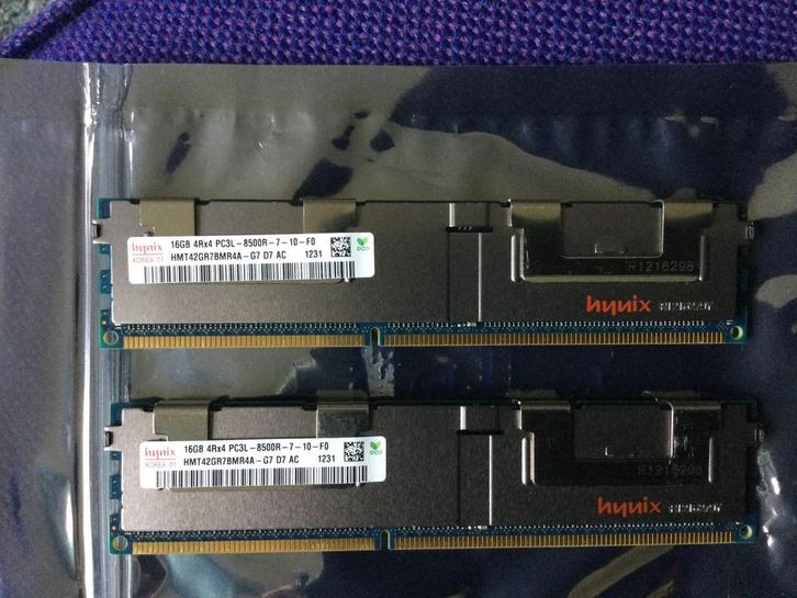 Samsung en Hynix RAM 16GB 4Rx4 PC3L08500R-7-10-F0, Computers en Software, RAM geheugen, Zo goed als nieuw, Server, 16 GB, DDR3