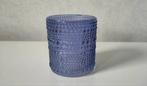 Waxinelichthouder van blauw glas met bobbeltjes, Huis en Inrichting, Overige materialen, Blauw, Ophalen of Verzenden, Zo goed als nieuw
