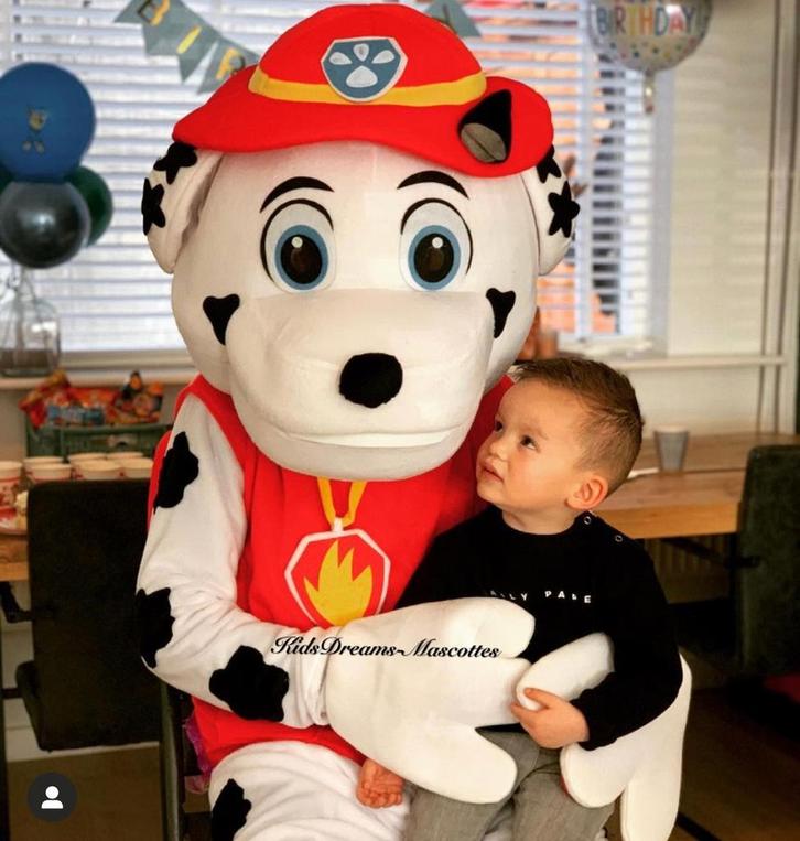 Marshall Paw Patrol mascotte met de leukste acteur!, Hobby en Vrije tijd, Feestartikelen | Verhuur, Zo goed als nieuw, Verjaardag
