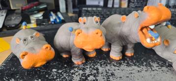 Set van 6 Decoratieve Nijlpaard Beeldjes – Uniek & Speels! beschikbaar voor biedingen