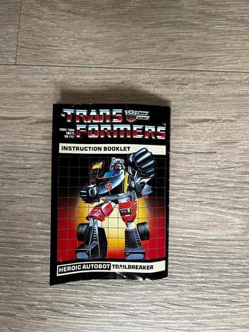Transformers G1 Instructie Trailbreaker 1984