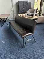 Bruine leren eethoekbank - 180cm, Ophalen of Verzenden