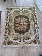 Vintage Tapijt met Bloemenmotief, Gebruikt, Ophalen of Verzenden, Crème, 100 tot 150 cm