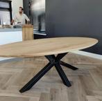 Eiken eettafel ovaal rond massief bartafel levertijd 1 week, Ophalen of Verzenden, Nieuw, Rond
