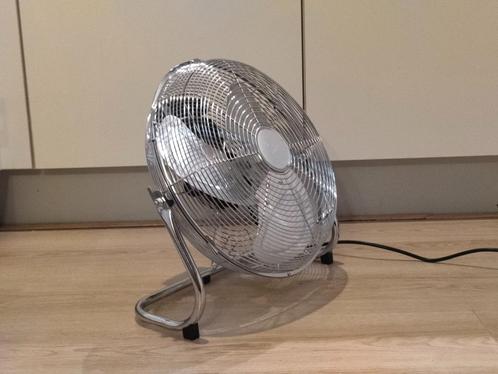 Krachtige Retro Chroom Vloerventilator, Ø38cm, 3 snelheden, Witgoed en Apparatuur, Ventilatoren, Gebruikt, Vloerventilator, Ophalen of Verzenden