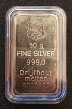 50 gram Zilverbaar – 999 Fijnzilver (Drijfhout, HD ZN), Postzegels en Munten, Edelmetalen en Baren, Ophalen, Zilver