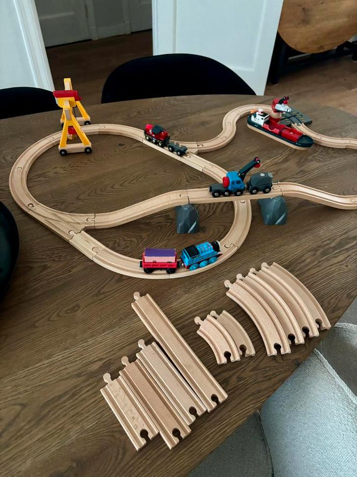 Brio set kraan, laad en los met boot etc, Kinderen en Baby's, Speelgoed | Houten speelgoed, Zo goed als nieuw, Ophalen of Verzenden