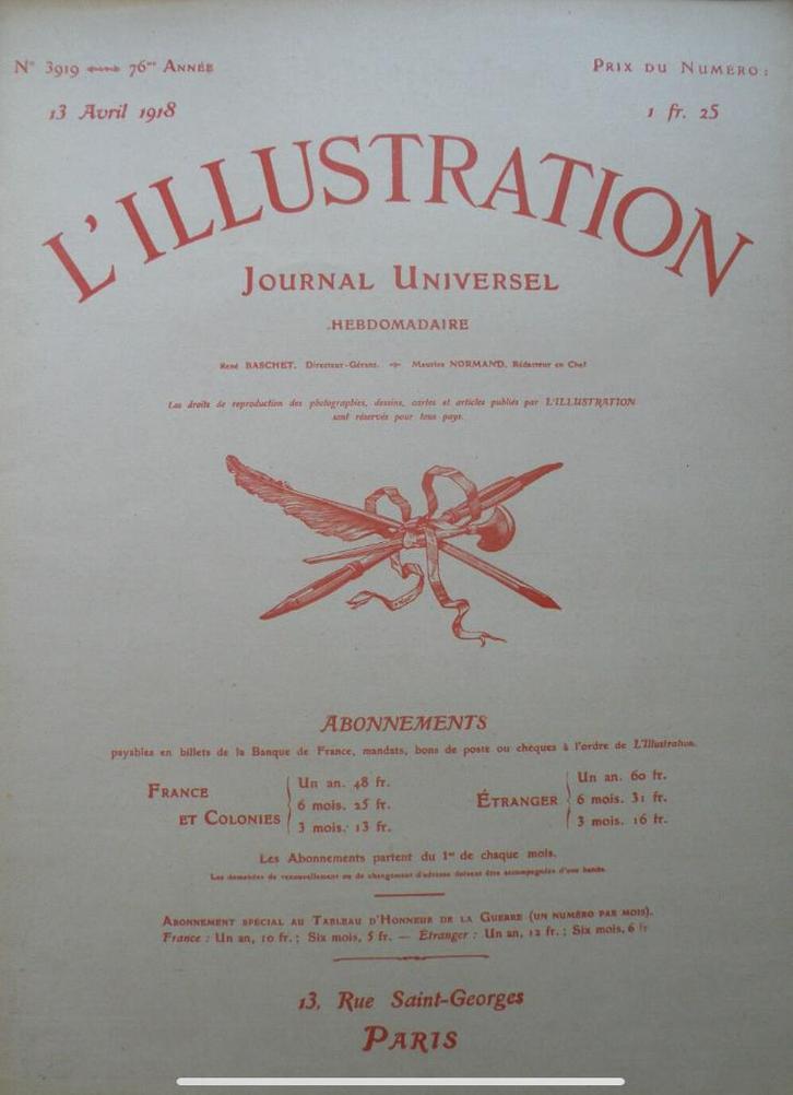 L'Illustration 13 avril 1918, franse krant op A3 formaat, Antiek en Kunst, Antiek | Boeken en Bijbels, Ophalen of Verzenden