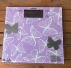Silvercrest Lidl glazen personenweegschaal paars vlinders, Ophalen of Verzenden, Gebruikt, Personenweegschaal, Digitaal