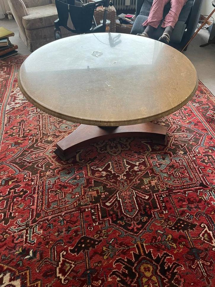 Marmeren Salontafel - Beschadigd, 3-poot, Antiek en Kunst, Antiek | Meubels | Tafels, Ophalen