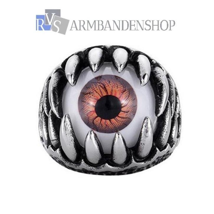 rvs eyeball claw ring oogbal klauw ring biker draken satan, Sieraden, Tassen en Uiterlijk, Ringen, Nieuw, Heer, Zilver, IJzer of Staal