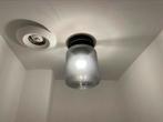 Zwarte lamp met glas, Ophalen, Zo goed als nieuw, Metaal of Aluminium, Plafondspot of Wandspot