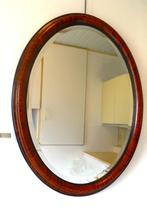 Oude Ovale spiegel (wortelnoten) 75 x 60 cm, Minder dan 100 cm, Gebruikt, 50 tot 75 cm, Ophalen