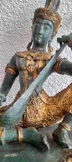 Thaise prins bespeeld muziek instrument 23 cm brons, Antiek en Kunst, Antiek | Koper en Brons, Verzenden, Brons