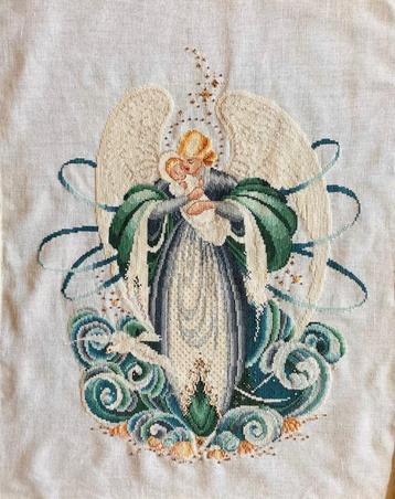 Borduurwerk, zijde,  Angel Of The Sea, vintage beschikbaar voor biedingen