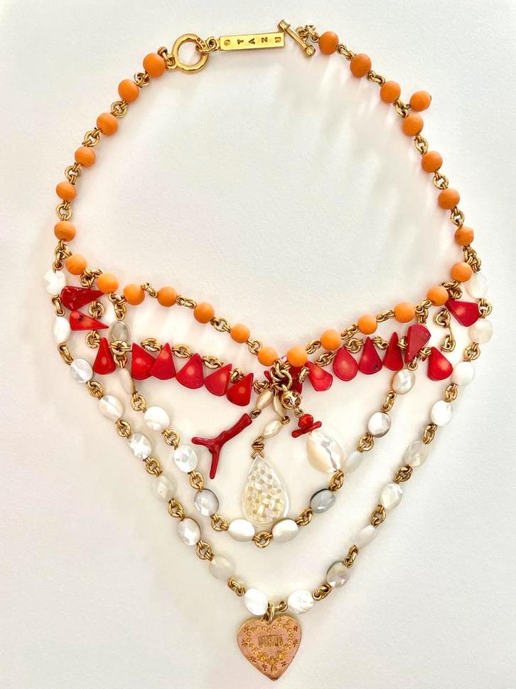 Otazu ketting multilaags met bedels – kleurrijk & uniek, Sieraden, Tassen en Uiterlijk, Kettingen, Zo goed als nieuw, Overige materialen