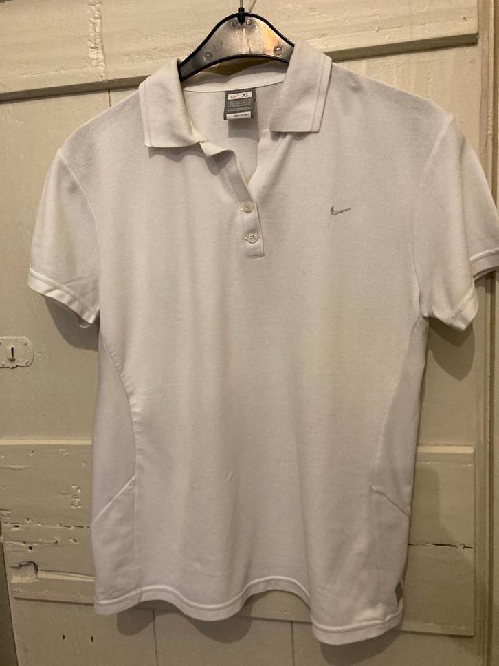 NIKE dry-fit fitnes/running witte polo XL, Kleding | Dames, Sportkleding, Zo goed als nieuw, Hardlopen of Fietsen, Maat 42/44 (L)