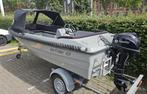 Mooie Seafinder 435 Nardo grey met 9,8pk motor en trailer, Ophalen, Tot 10 pk, Zo goed als nieuw, 3 tot 6 meter