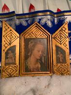 Antiek religieus 3 luik reis altaar italie verguld, Ophalen of Verzenden