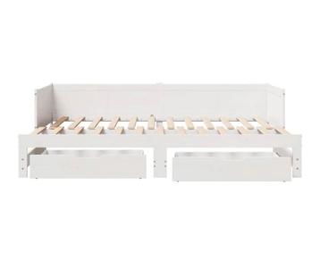 Wit Houten Bed met Opberglades uitschuifbaar beschikbaar voor biedingen