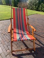 Super gave vintage strandstoel., Tuin en Terras, Ligbedden, Ophalen, Zo goed als nieuw, Hout