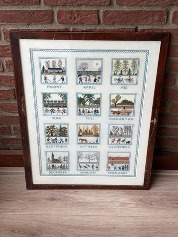 Vintage Borduurwerk - Maanden van het Jaar - Jaren 50 beschikbaar voor biedingen