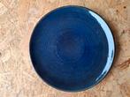 Blauwgrijze schaal / bord met cirkels, Ophalen of Verzenden, Gebruikt, Rond, Hout