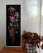 Vintage ingelijst borduurwerk - bloemen, Huis en Inrichting, Ophalen of Verzenden, Gebruikt