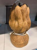 Eiken Hout gesneden tafel lamp zonder kap, Ophalen of Verzenden, Zo goed als nieuw, Hout, Minder dan 50 cm