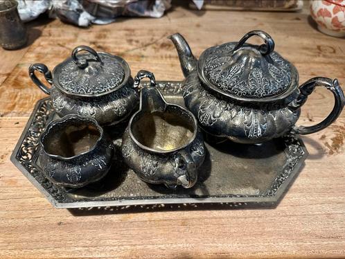 Zilver theeservies - gemerkt 900 zilver - 1,75 kilo, Antiek en Kunst, Antiek | Goud en Zilver, Zilver, Ophalen
