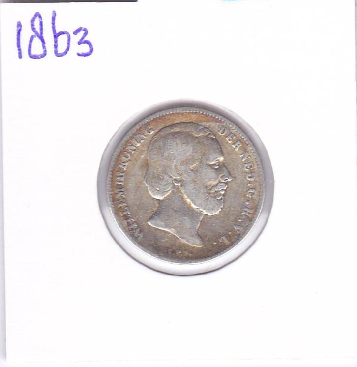 Halve gulden 1863 Willem 3 voor 15 euro***, Postzegels en Munten, Munten | Nederland, Losse munt, ½ gulden, Koning Willem III