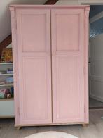 Roze houten kledingkast met deuren, Ophalen, Gebruikt, 100 tot 150 cm, Vintage
