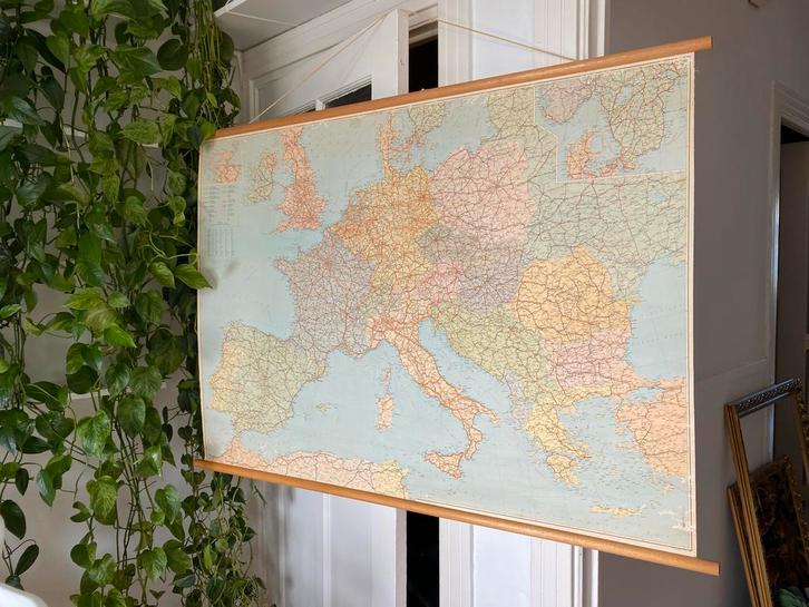 Vintage Schoolkaart Europa 1973, Antiek en Kunst, Antiek | Schoolplaten, Aardrijkskunde, Ophalen of Verzenden