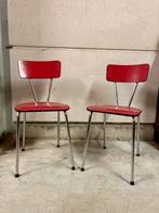 Vintage Rode formica Stoelen jaren 50 - Set van 2, Ophalen, Gebruikt, Twee, Metaal