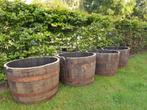 Whiskeyvat Eikenhouten Bloembak Vat Plantenbak 100L, Tuin en Terras, Nieuw, Rond, Hout, 30 tot 60 cm